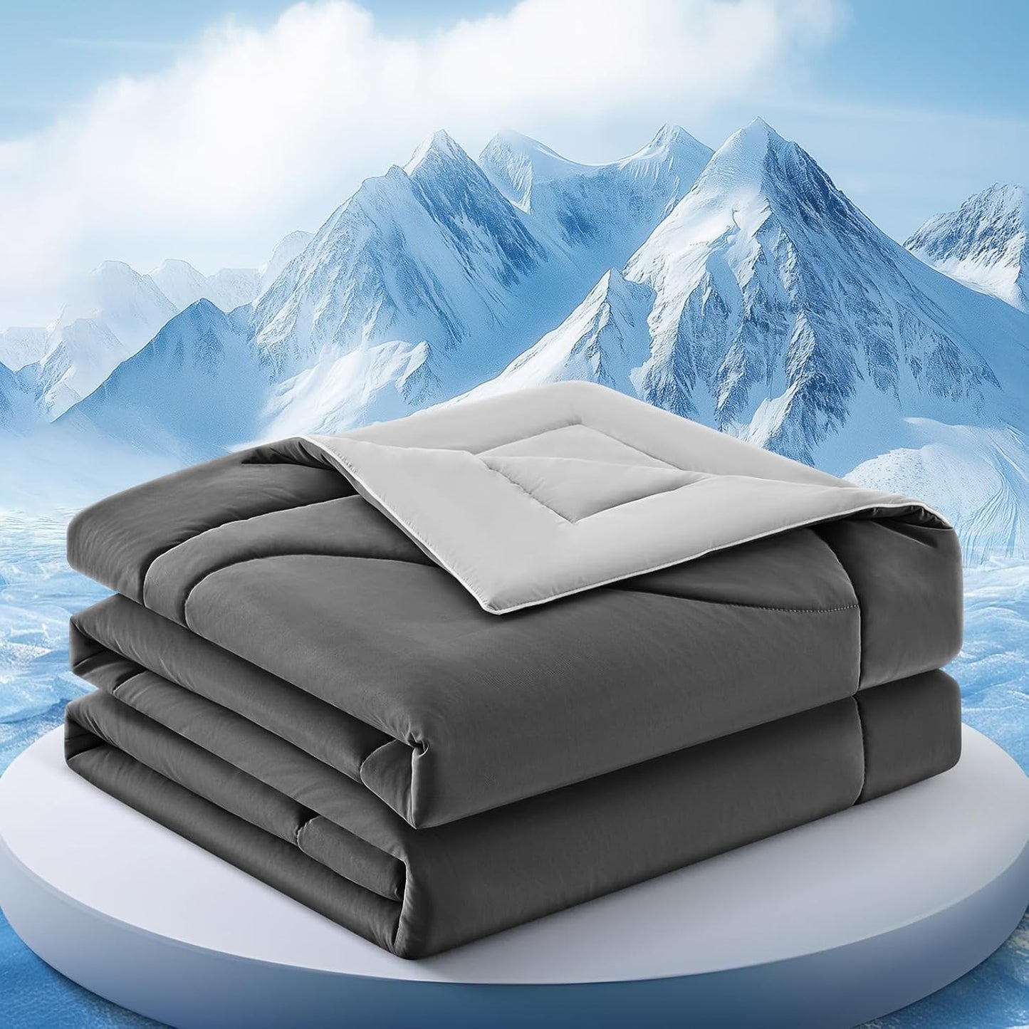 Cooling Comforter King Size, Double-Sided Cooling Blanket for Hot Sleepers & Night Sweats, Arc-Chill Q-Max > 0.4 Breathable Ice Blanket, Lightweight Cold Comforter (108''x90'', Dark Grey)