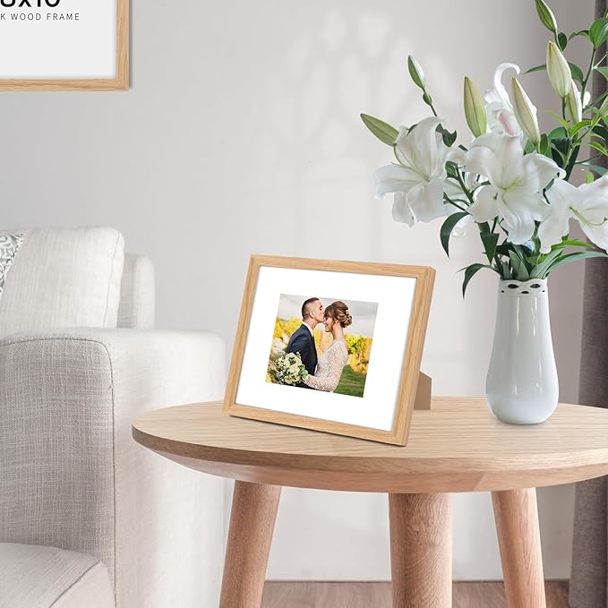 4x6 Oak Wood Picture Frame - 4"x6" Photo Frame, 4x6 Picture Frame Wood, Natural Solid Wooden Picture Frames for Wall Art Photo and Prints(3 Pack, Beige)