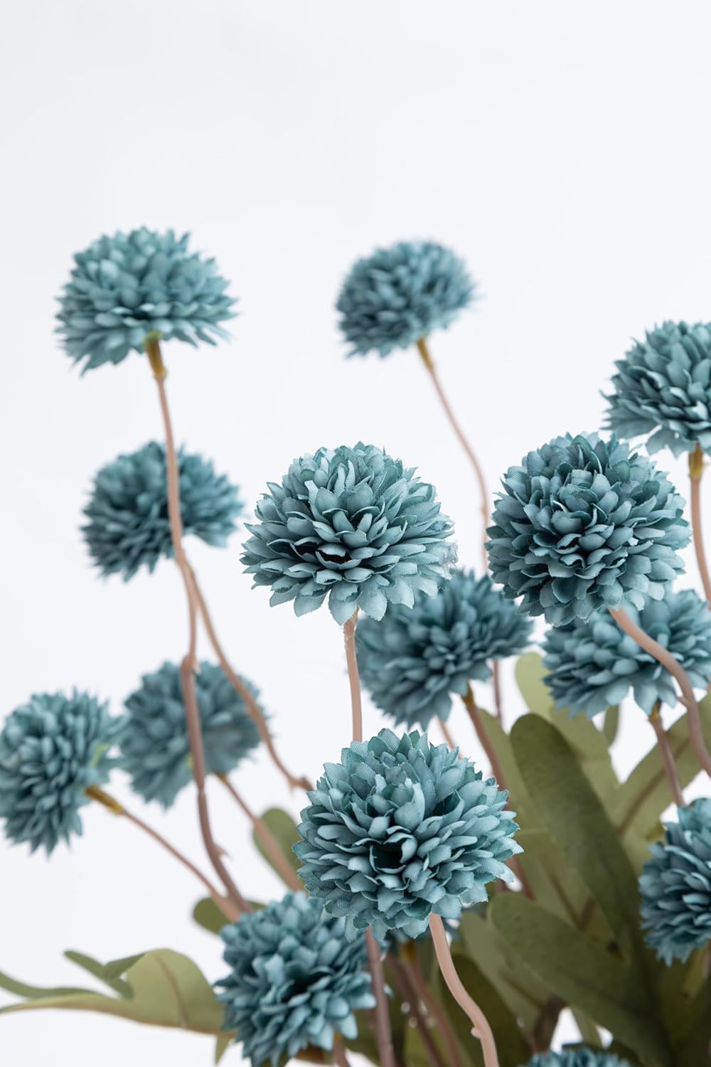 Laelfe 5pcs Dandelion Artificial Flowers Bridal Bouquet Wedding Home Party Decor (Dusty Blue)