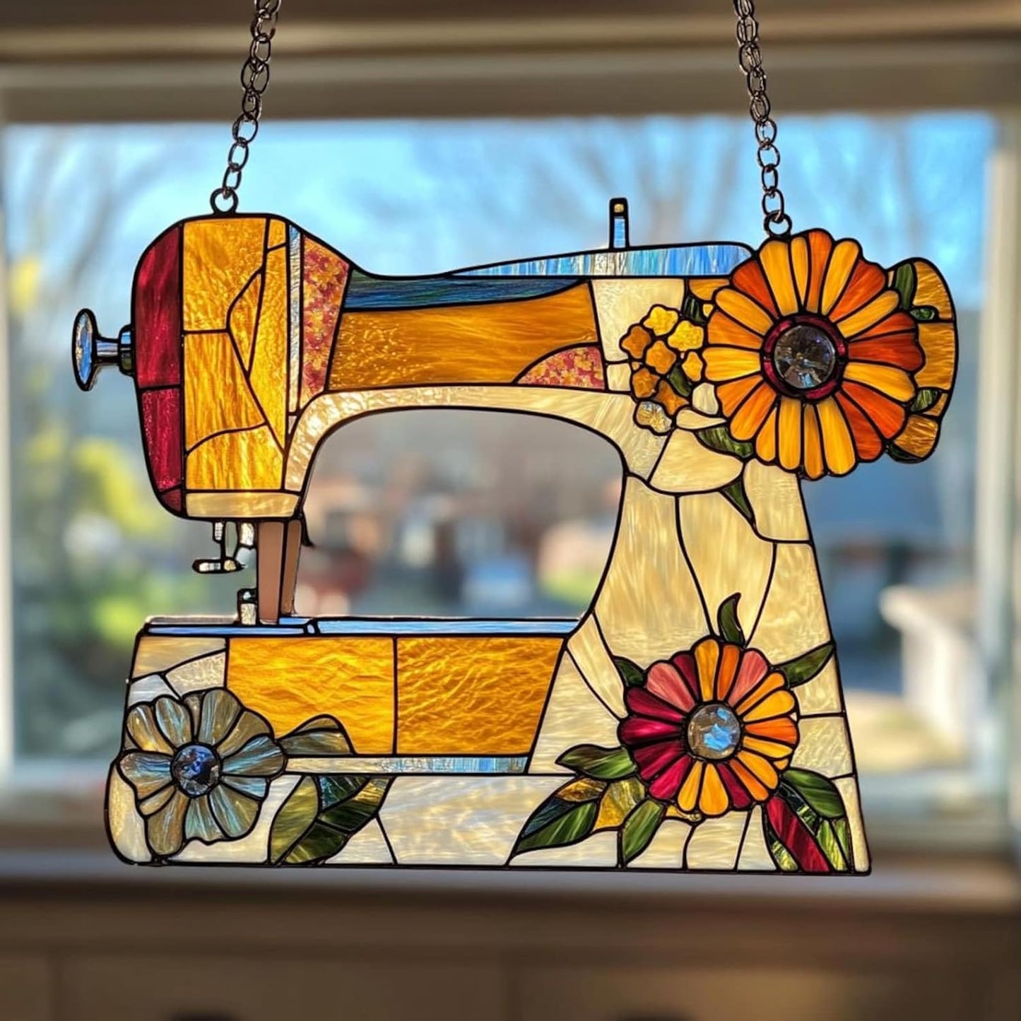 Embroidered Flower Suncatcher Light Catcher Window Decor Lover Ornament and Home Gift for Lovers Suncatchers Indoor Window Suncatchers Windows Hanging Garden