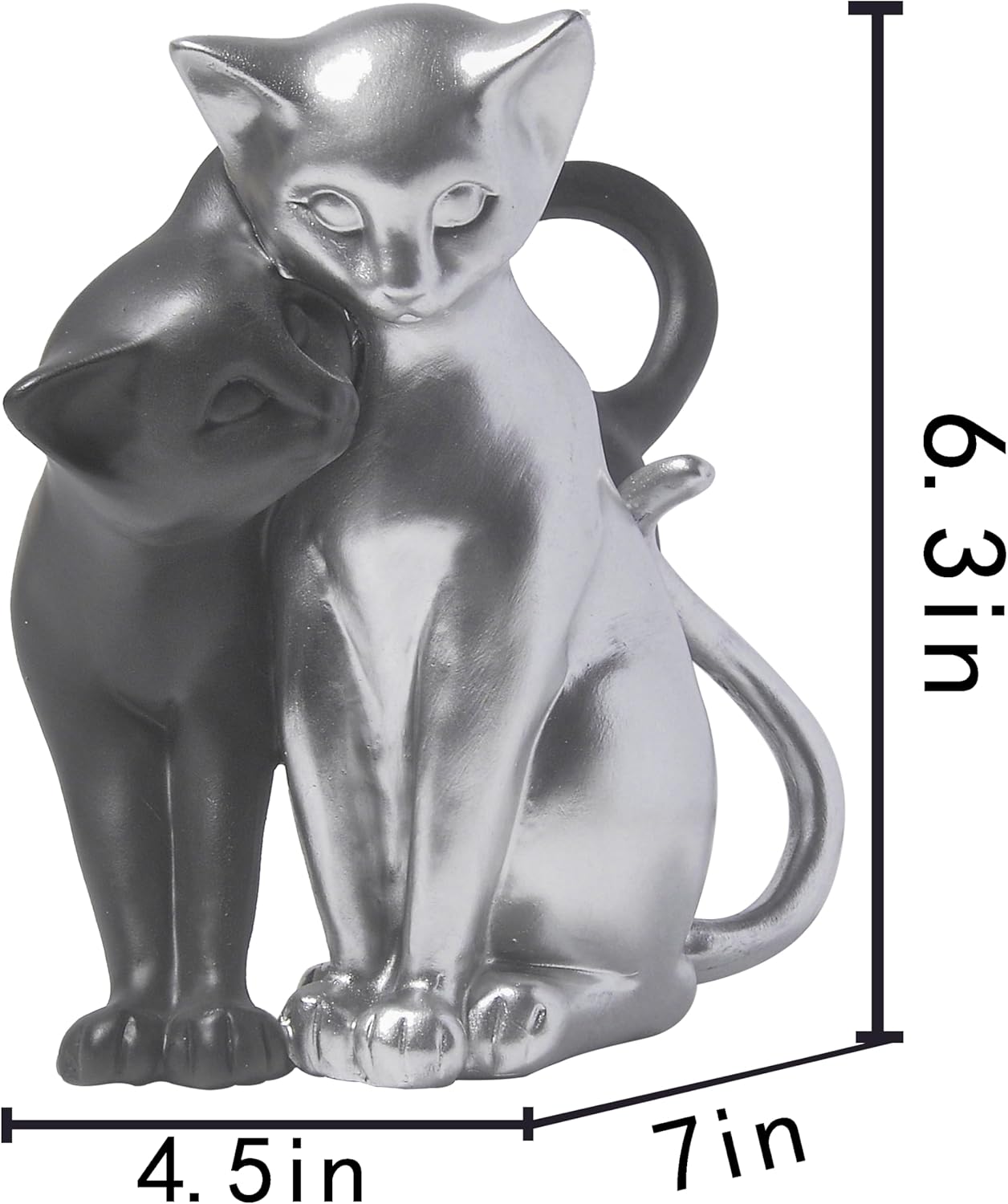 Black and Silver Cat Statue, Couple Sculpture Decor, Creative Art Multi-Color Cat Sculpture, Modern and Simple Home Living Room Decoration, Valentine's Day Gift for Women