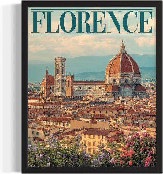 Florence, Italy Art Print Poster, Europe Vintage City Retro Photography Skyline Travel Bedroom Bathroom Living Room Decor 183 (Florence, Italy, 11 x 14 inches, Unframed)