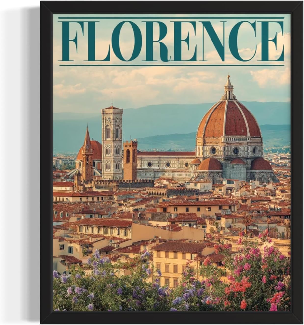 Florence, Italy Art Print Poster, Europe Vintage City Retro Photography Skyline Travel Bedroom Bathroom Living Room Decor 183 (Florence, Italy, 16 x 20 inches, Unframed)