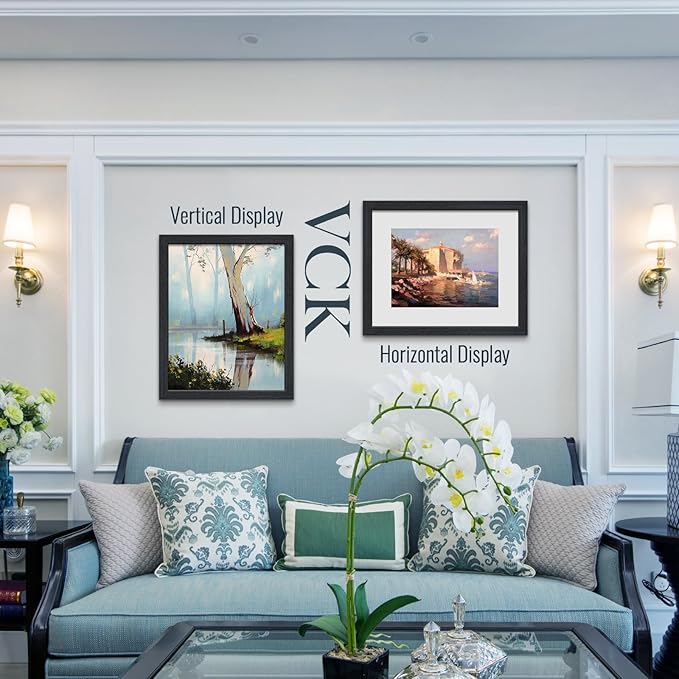 VCK 16x20 Picture Frames for Wall - Black Oak 3 Pack, Natural Wood Grain Solid Wood Poster Frame