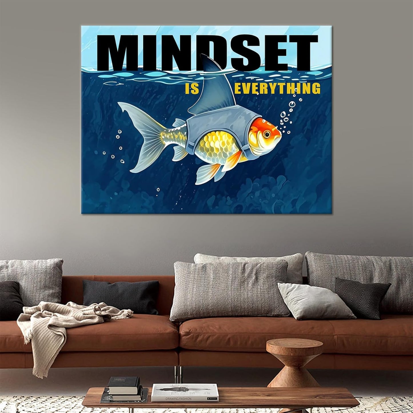 Large Size Inspirational Quotes Mindset is Everything Motivational Poster Print Positive Painting Picture Artwork for Modern Home Living Room Gym Workplace Wall Decor Ready to Hang [40''Wx 30''H]