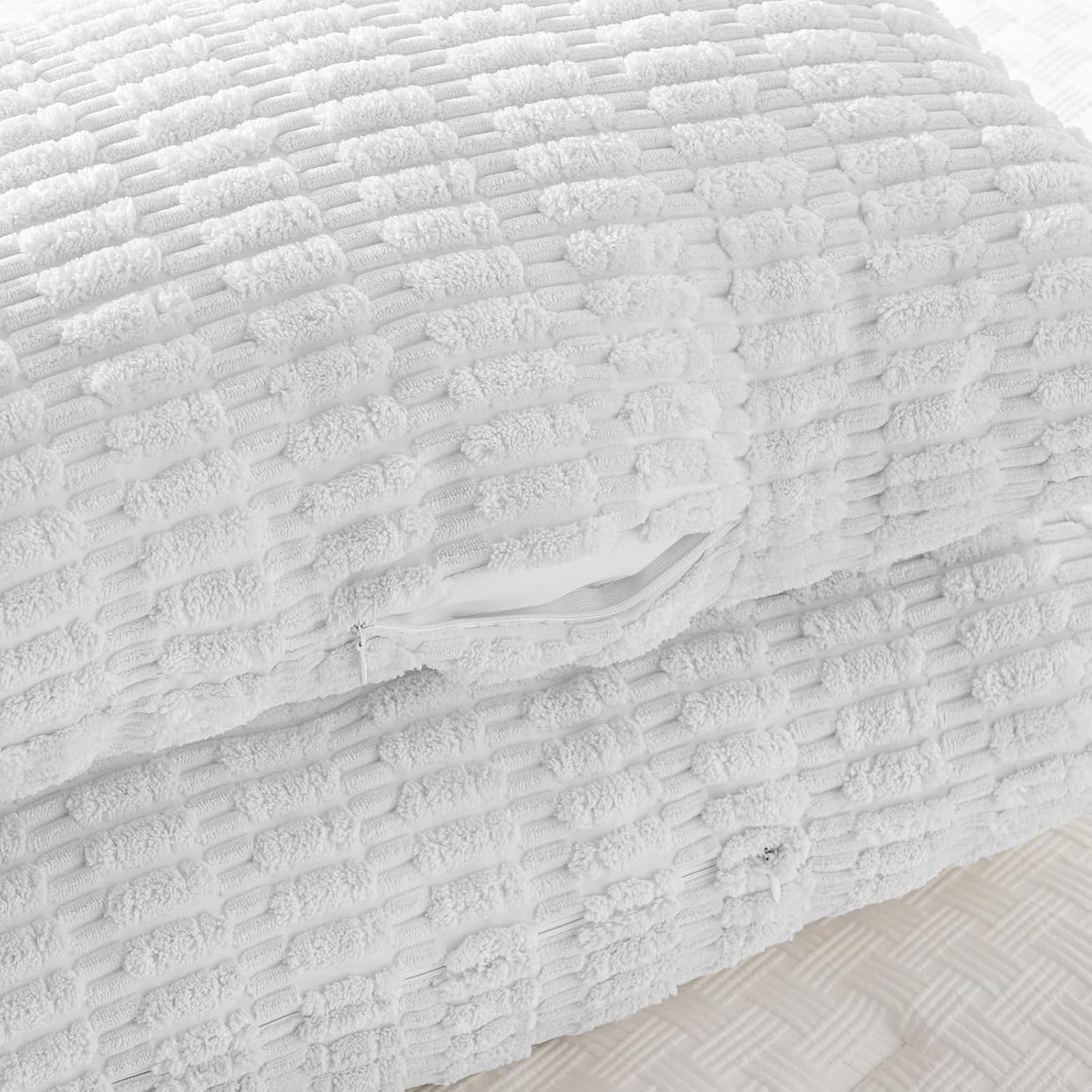 Fancy Homi Pure White Long Body Lumbar Lumbar Decorative Throw Pillow Covers 20x54 Inch for Bed Couch Bedroom Bench, Soft Corduroy Rectangle Solid Pillow Case, Rustic Farmhouse Boho Room Decor