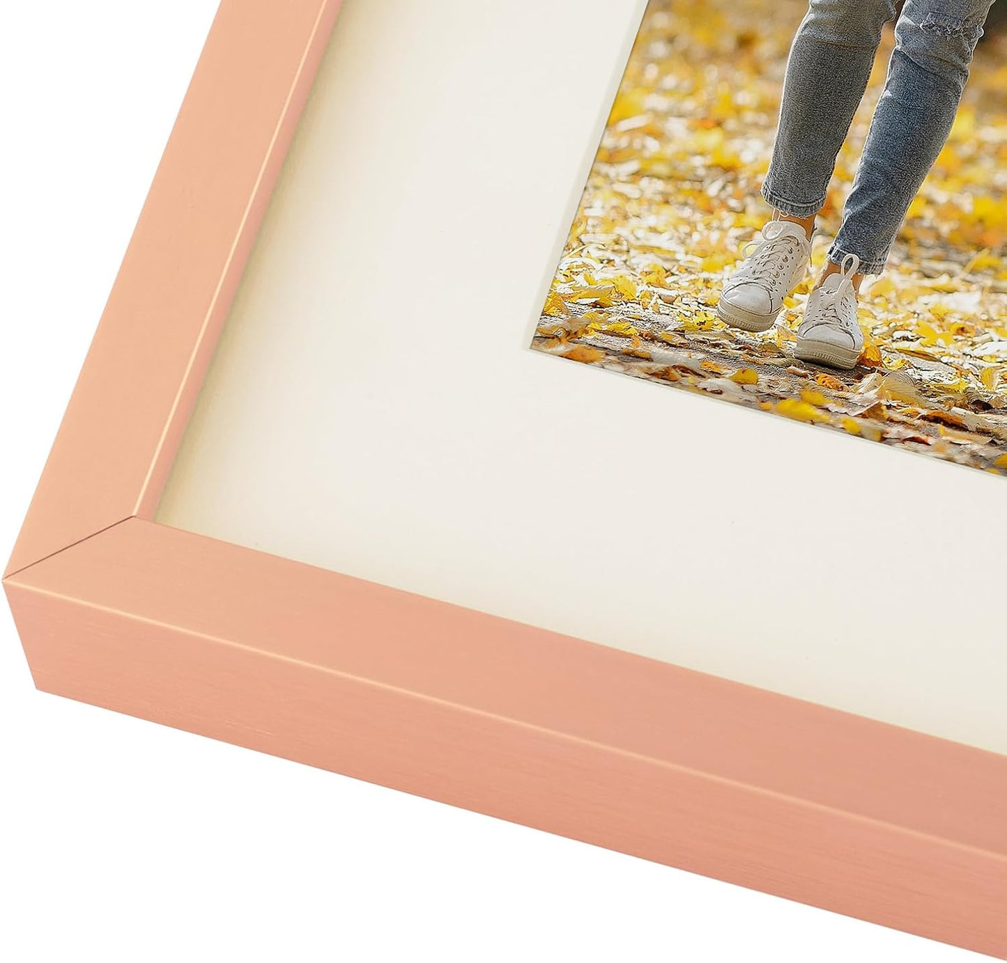 Frametory - 13.6x19.7 Aluminum Collage Picture Frame - Display 4x6 Pictures with 9 Openings Mat - Real Glass Front - Horizontal/Vertical Wall Mount - Rose Gold 1 Pack