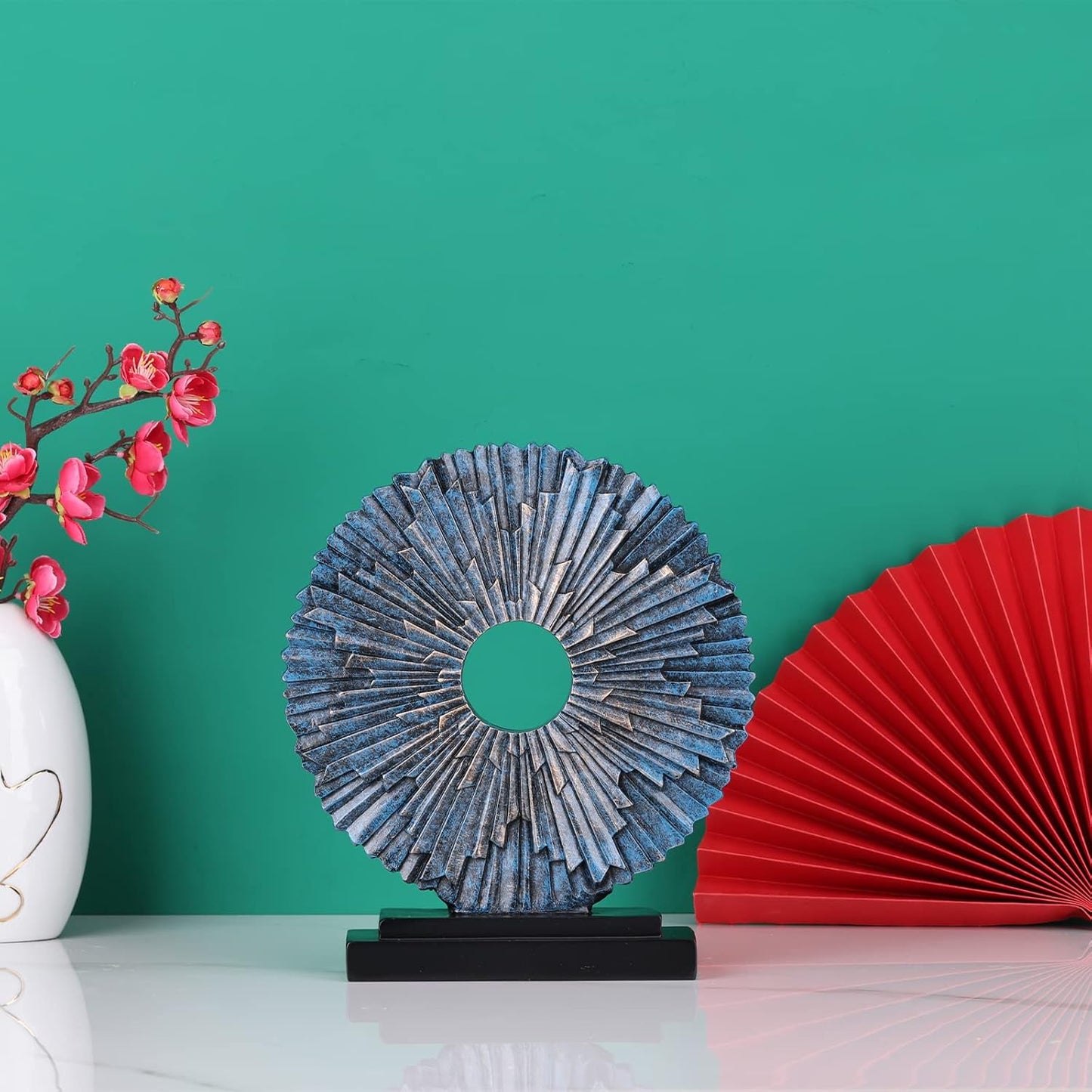 DOVDOV Blue Home Decor Sculpture, Unique Round line Statue, Modern Home Decor, Decorative Panel Statue for Living Room tv Cabinet, Office, Bedroom, Dining Table Center Blue Decor