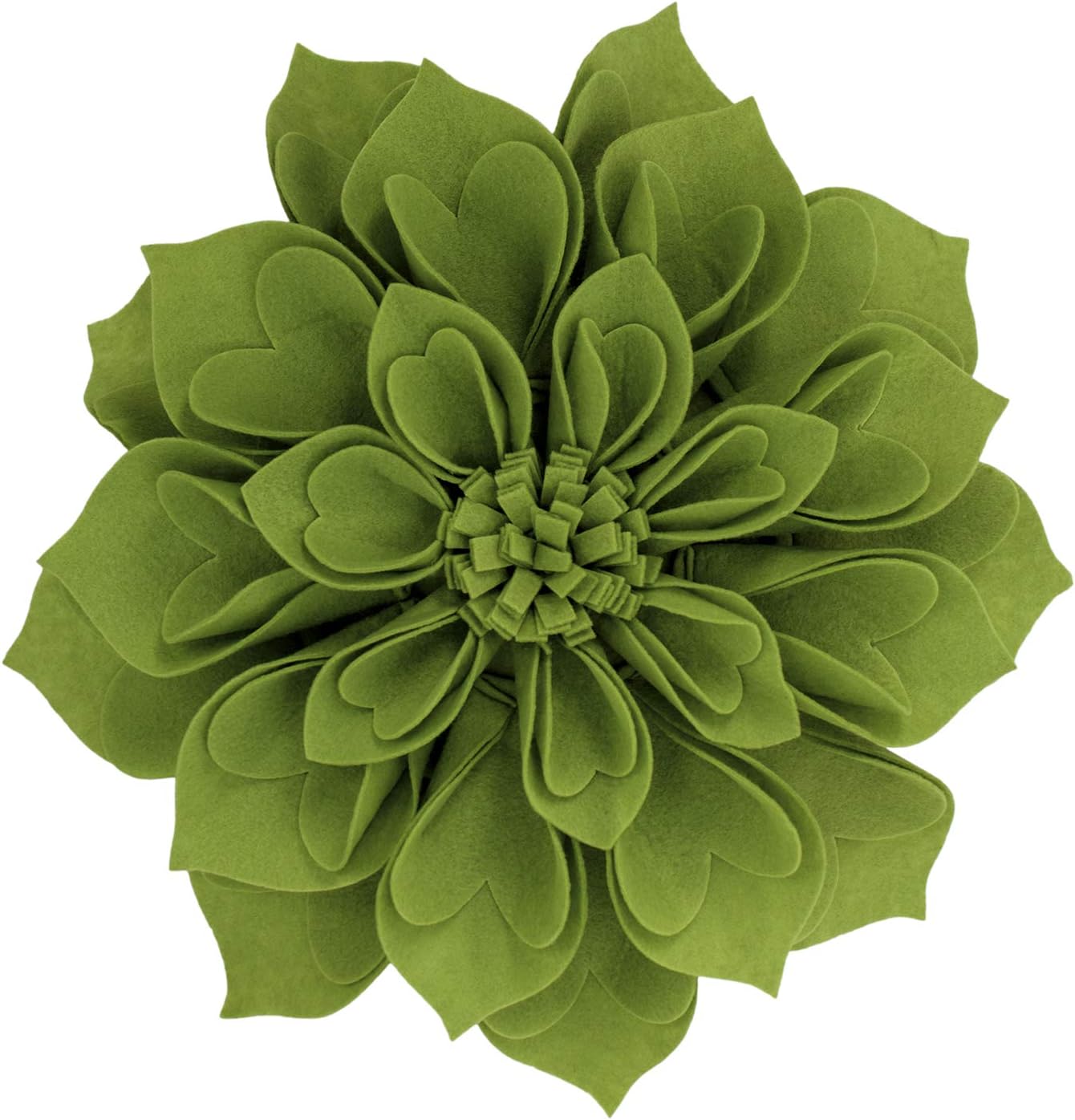 Fennco Styles Handmade 3D Heart-Shaped Petals Flower Decorative Throw Pillow Cover Only - 13" Round Floral Pillow Case for Couch, Home Décor and Holiday, Housewarming Gift (Kiwi)