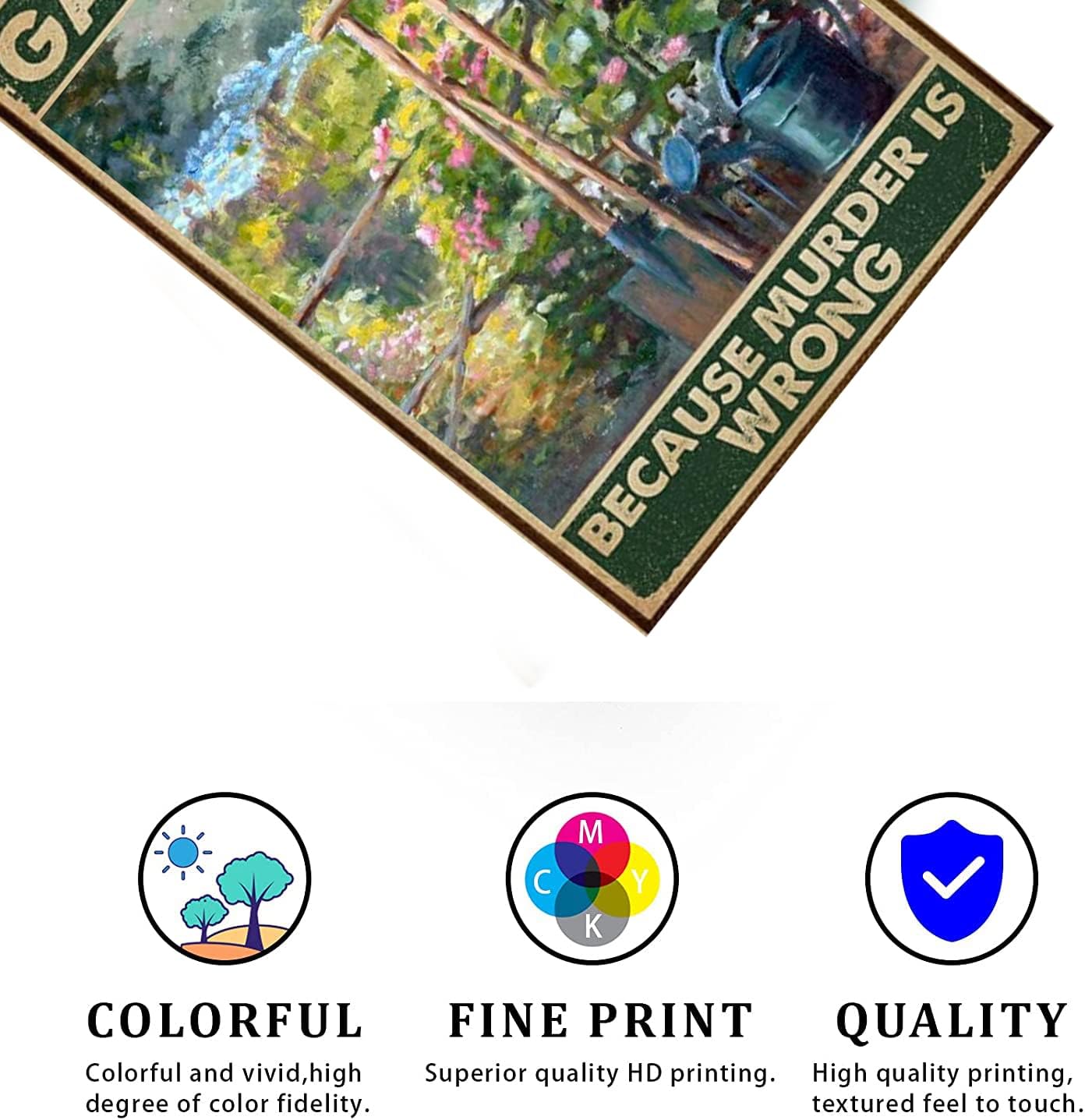 Metal Sign Gardening Because Murder Is Wrong Retro Metal Tin Sign Vintage Aluminum Sign for Home Coffee Wall Decor 8x12 Inch