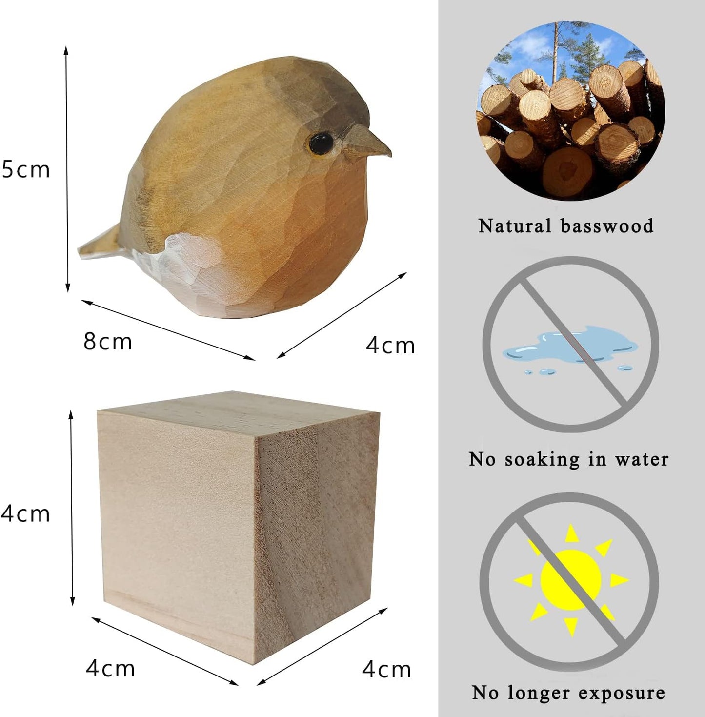 Handmade Wooden Carved Bird Decor Sculpted Hand-Painted Bird Figurines Small Home Decor Bird Statue Shelf Decor BFF Gifts for Bird Lovers (Robin)