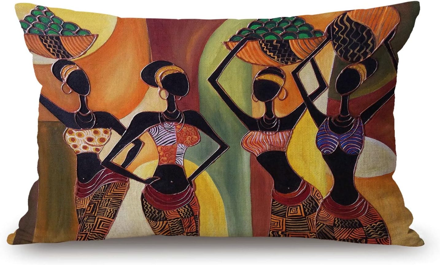 Farmhouse Decorative Outdoor Throw Pillow Covers for Couch Sofa Bed African Woman Pillow Cover Modern Decor Pillow Case 12 x 20 Inch Jcp135