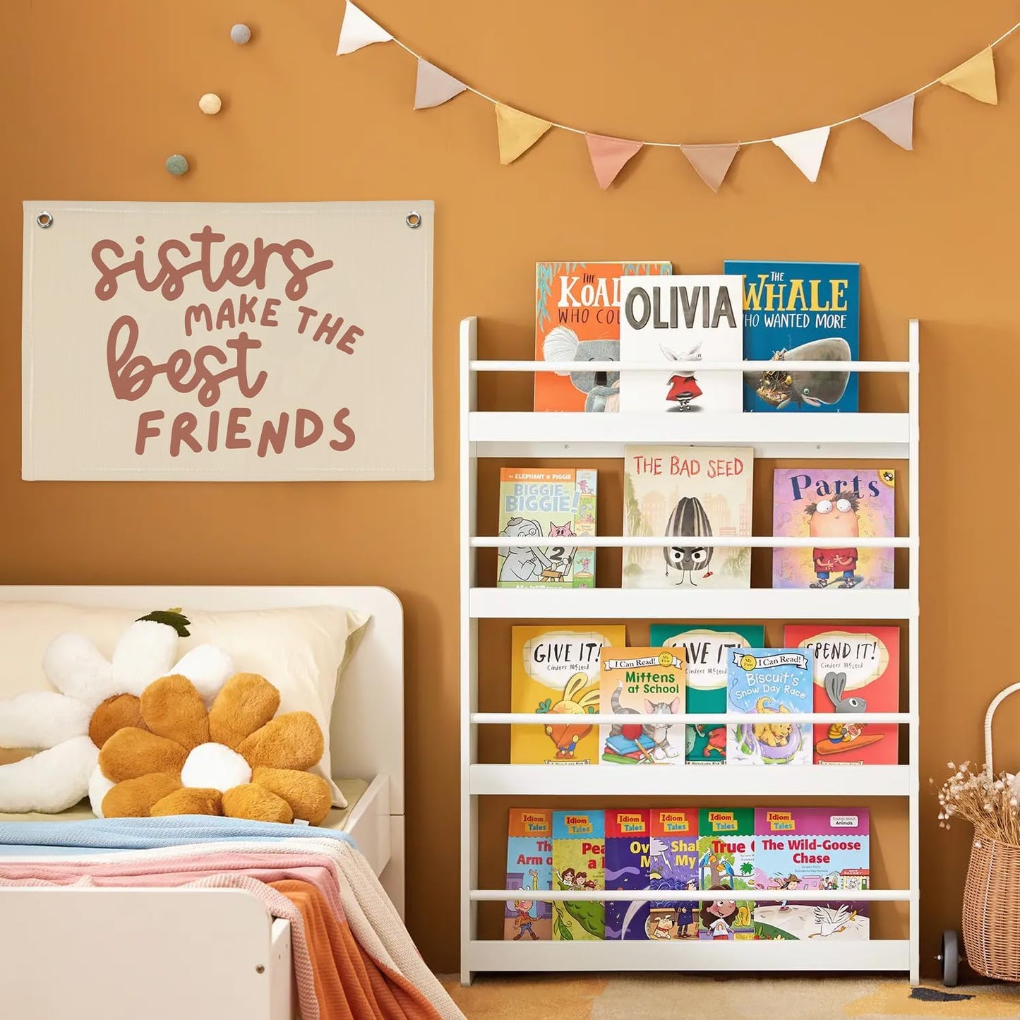 Girls Room Decor, Sisters Make The Best Friends Banner Flag for Sisters Room Decoration，Boho Nursery Wall Decor Baby Toddler Kids Girls Bedroom Decor 30x20,girlroom