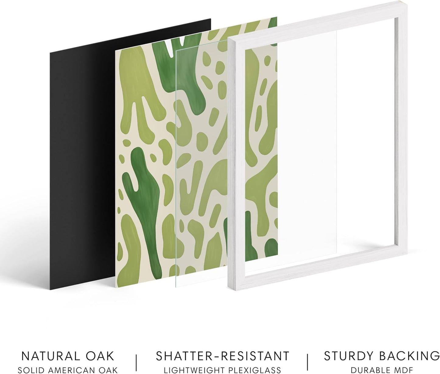 HAUS AND HUES Modern Abstract Wall Art - Blue and Green Living Room Art, Modern Artwork for Walls, Minimalist Picture for Living Room(Green Pattern, White Frame, 8x10)