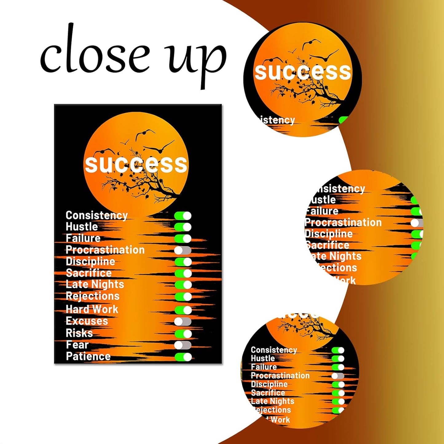 Inspirational Wooden Framed Poster Wall Art Motivational Quotes Artwork Print on Canvas Picture Painting Wall Decor for Modern Home Living Room Workplace School Gym Stretched and Framed [24''Wx36''H]