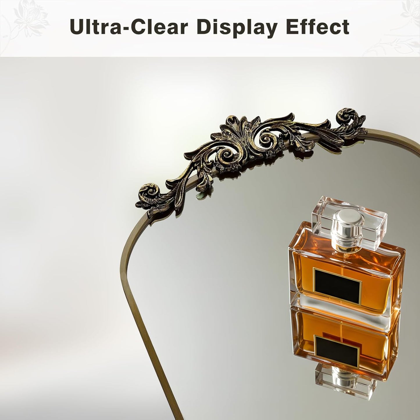 Filigree Floor Mirror 64"x21" Full Length Mirror Freestanding with Vintage Ornate Carved Applique Full Body Hanging Wall Mounted Mirror for Living Room Bedroom Retro Home Decor, Bronze