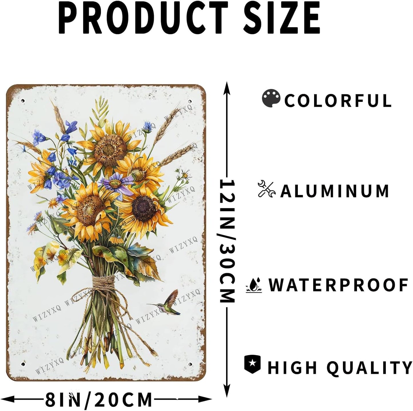 Metal Signs Farmhouse Wildflower Vintage Metal Tin Sign for Home Office Kitchen Bar Cafe Garden Wall Decor 12x8 Inch