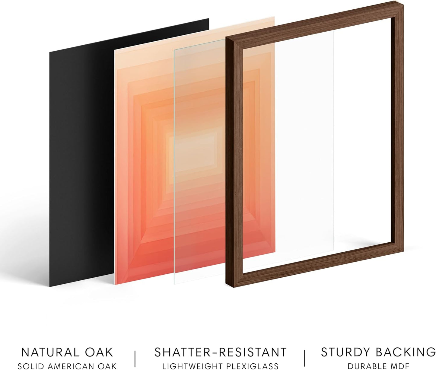 HAUS AND HUES Colorful Abstract Wall Art - Minimalist Retro Picture for Living Room Decor, Red and Pink Modern Wall Art Painting (Pink Geometric 2, Walnut Frame, 8x10)