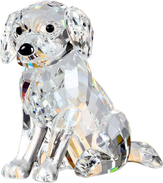 Crystal Labrador Dog Puppy Figurine Animals Lovely Craft Home Decor Ornaments Collectible Birthday Gifts (White)
