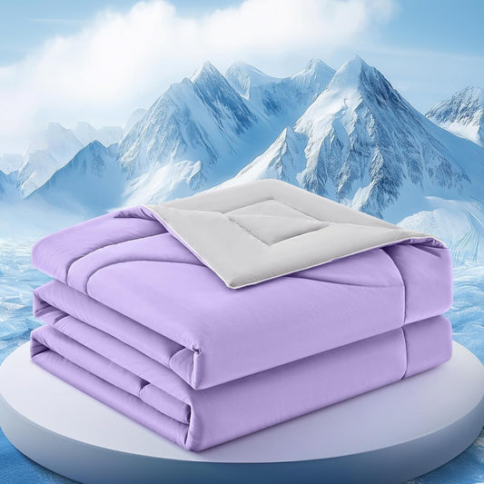 Cooling Comforter King Size, Double-Sided Cooling Blanket for Hot Sleepers & Night Sweats, Arc-Chill Q-Max > 0.4 Breathable Ice Blanket, Lightweight Cold Comforter (108''x90'', Purple)
