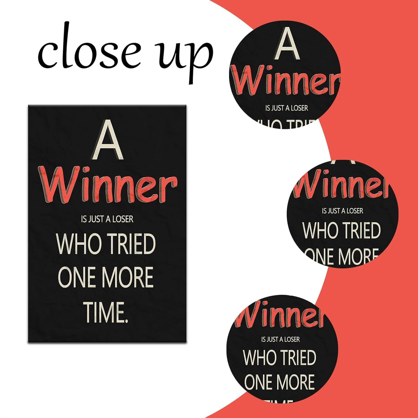 Inspirational Poster Wall Art Office Decor Winner Motivational Quotes Print on Canvas Positive Energy Picture Painting Artwork for Modern Home Living Room Workplace Gym Ready to Hang [24''Wx36''H]