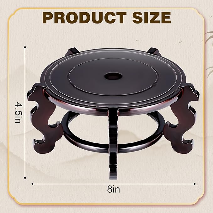 Yoiemivy 8 Inch Wooden Plant Stand Vase Stand Indoor Chinese Fishbowl Planter Stands for Display Oriental Style Indoor Plant Pot Pedestal Stand (8 Inch)
