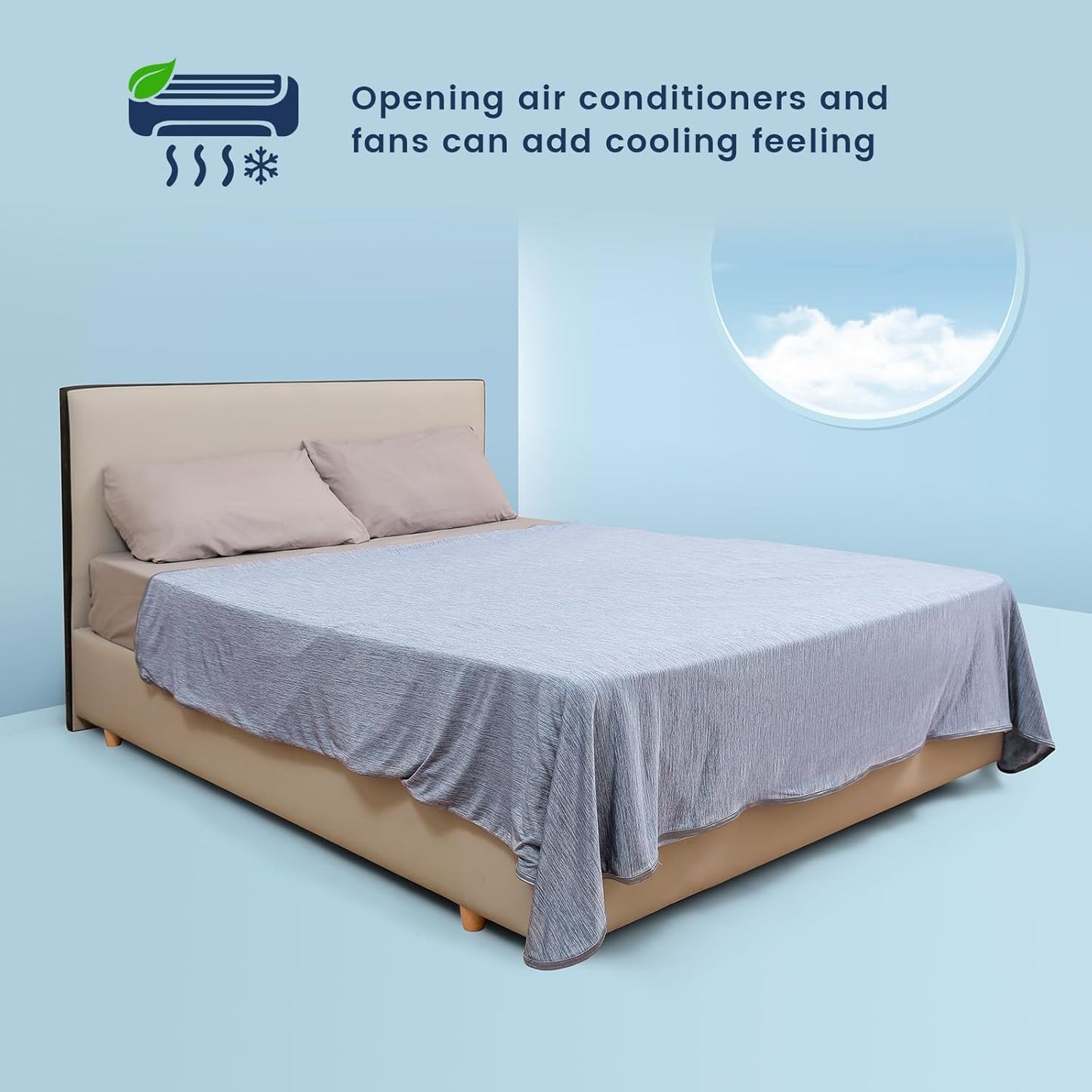 Cooling Blanket for Hot Sleepers, Cool Throw for Hot Flashes or Night Sweats, Q-Max>0.45 Summer Cool Fiber for Bed Couch Sofa, Lightweight, Soft, Twin or Single Size, 59x79 inch, Blue