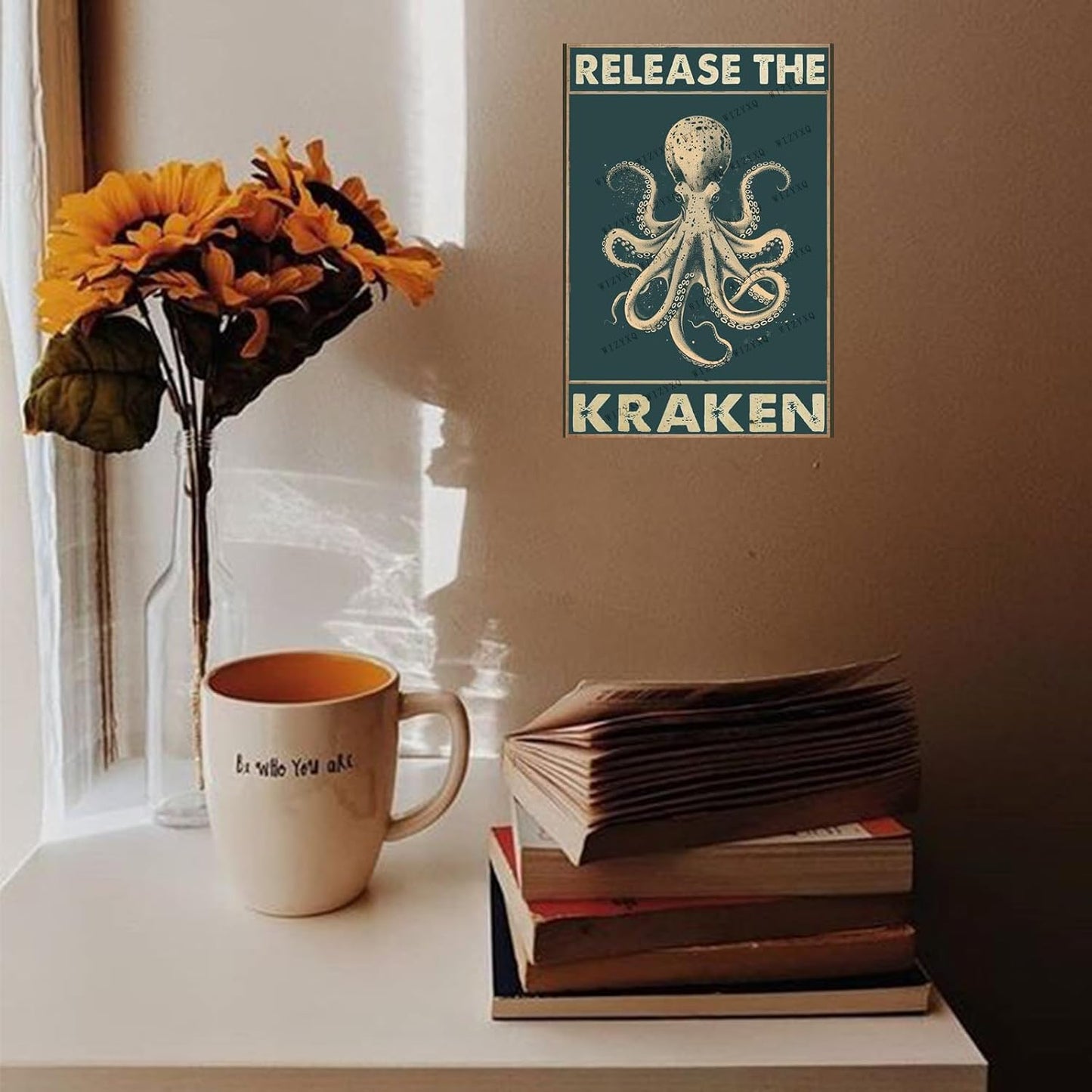 Metal Signs Release The Kraken Vintage Octopus Tin Sign for Home Office Kitchen Bar Cafe Garden Wall Decor 12x8 Inch