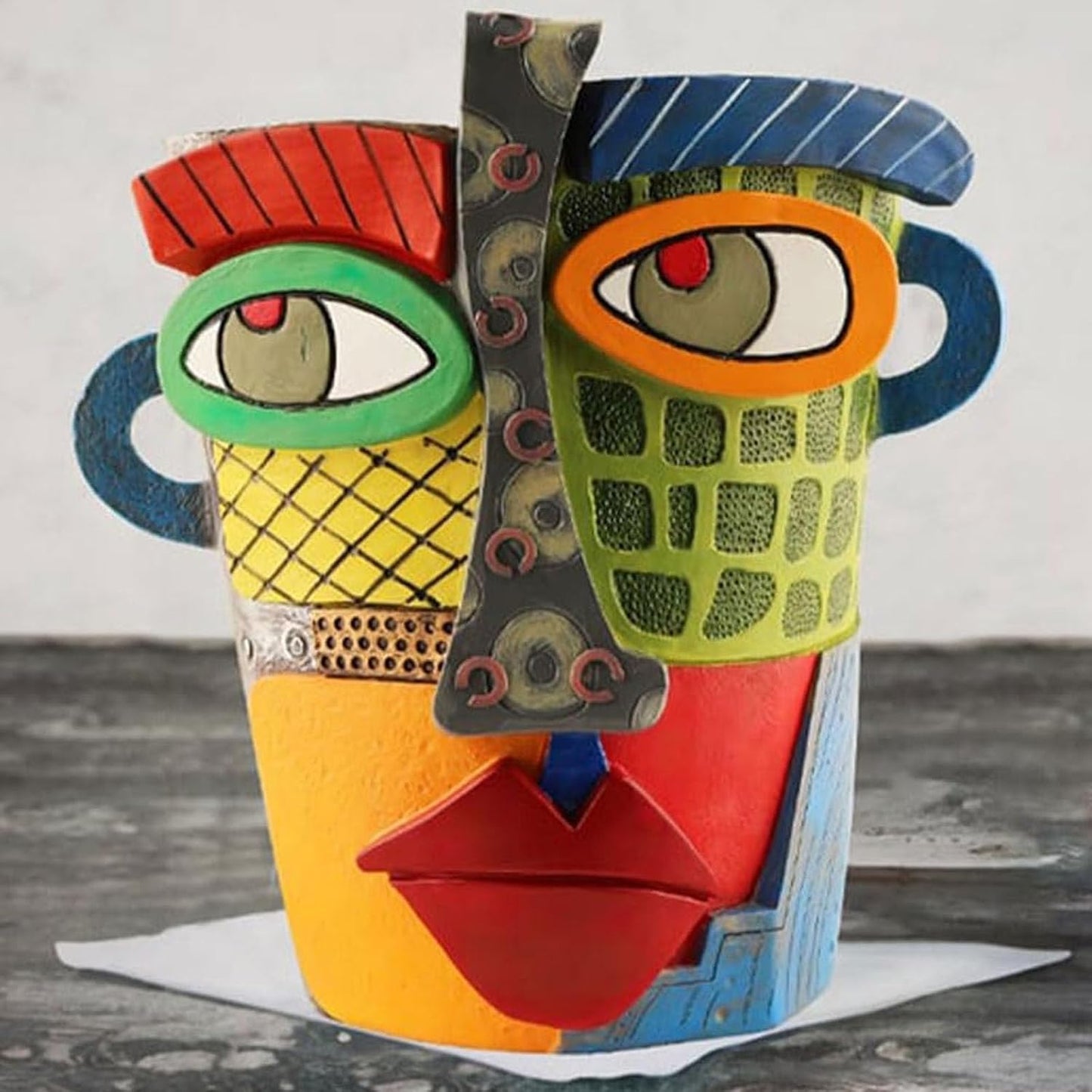 Generic Picasso Brutalist Abstract Beauty Face Flower Pot Acolorful Art Resin Handmade Face Planters Pots Head for Home Art Decor Balcony Ornaments (Modern), RCZED152