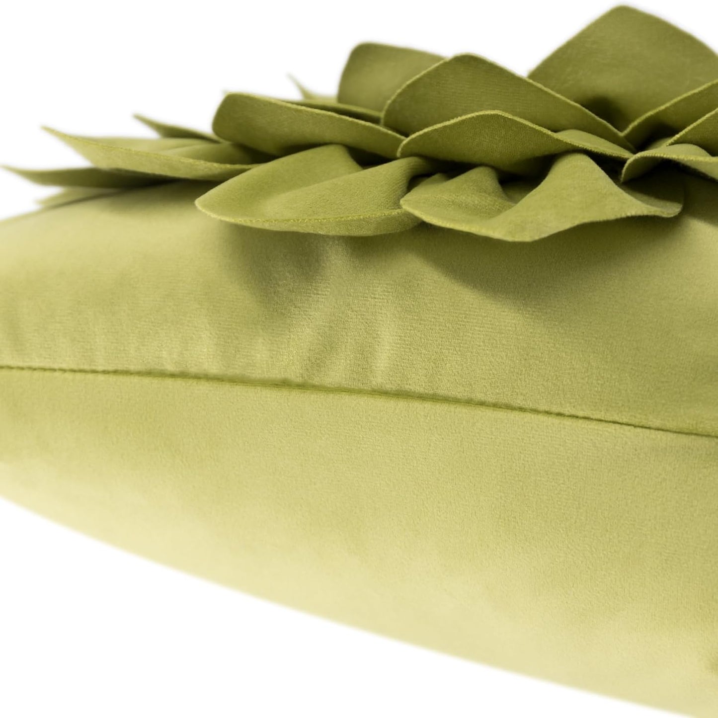 Decorative 3D Flower Throw Pillow Covers Handmade Pillowcases for Sofa Bed Home Room Decor 18 x 18 Inch Green