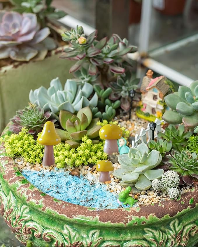 3Pcs Mushroom Decor Wooden Mini Figures Fairy Garden Accessories 2.9in 1.8in 1.2in Cute Miniature Mushrooms Home Decor for Bedroom Office Bonsai Fairy Garden Yellow