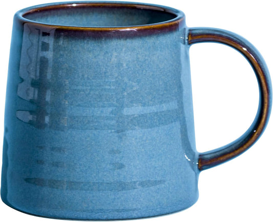 Large Ceramic Coffee Mugs, Handmade Pottery Mug, Tea Cups with Handle for Office and Home, 16 oz, Dishwasher and Microwave Safe (Blue)