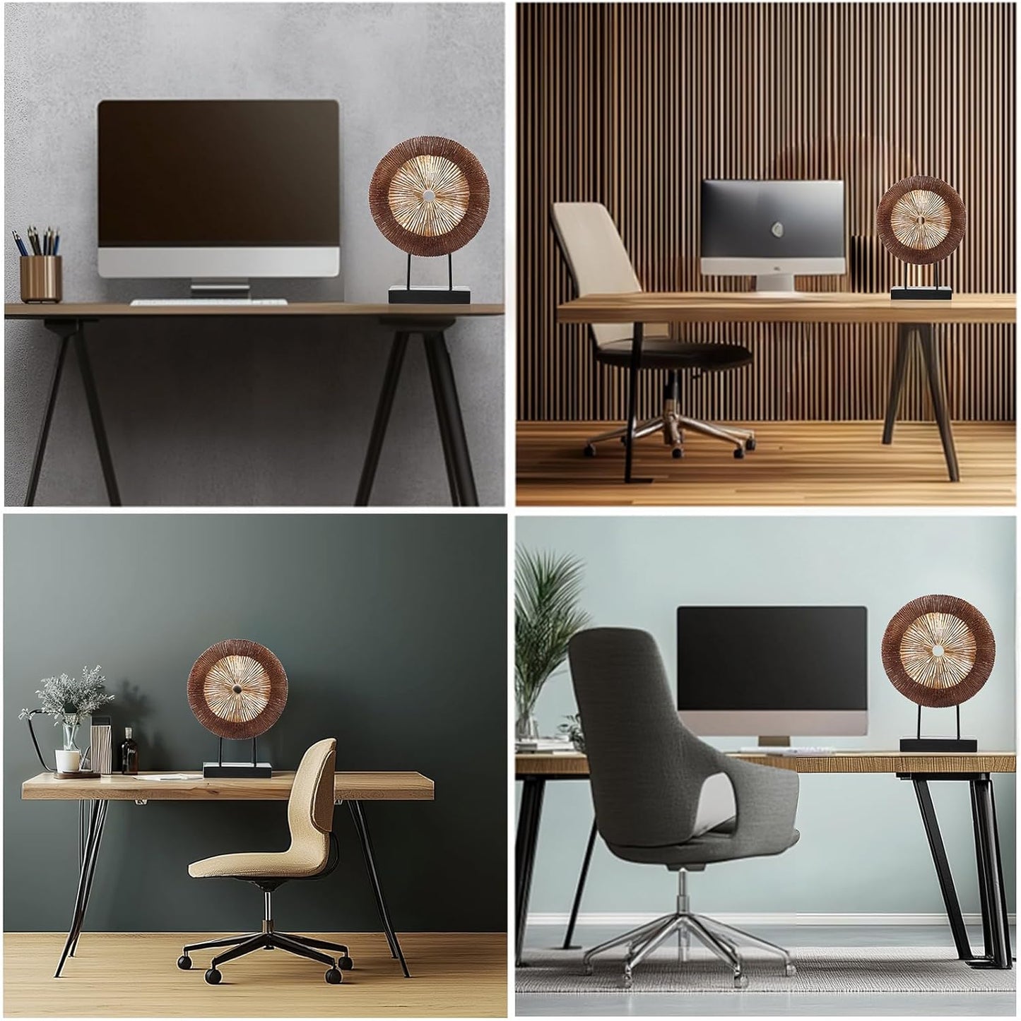 DOVDOV Wood Color Round Irregular line Statue, Unique Home Sculpture for Cabinet Above Coffee Table, entryway Table top TV Cabinet Dining Table Center Home Decor. (Yellow-Brown)