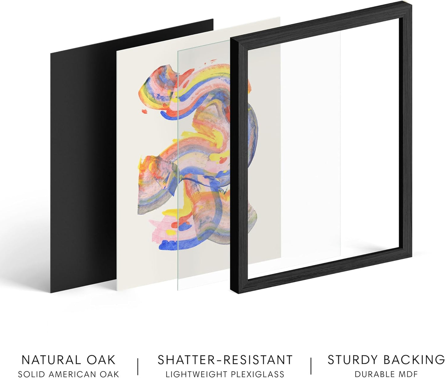 HAUS AND HUES Colorful Abstract Wall Art - Minimalist Retro Picture for Living Room Decor, Red and Pink Modern Wall Art Painting (Abstract Watercolor Swirls, Black Frame, 12x16)