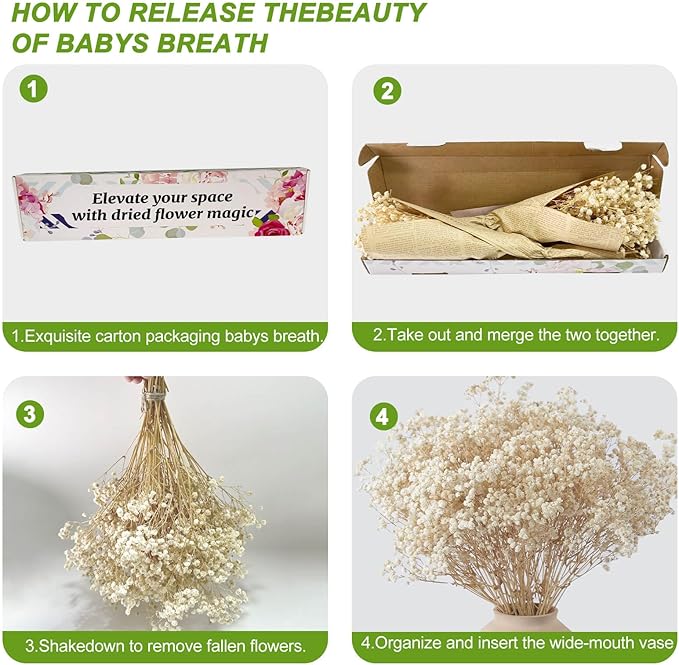 4000+ Dried Babys Breath Flowers Bulk - 17" Ivory White Dried Flower Bouquet, Real Natural Gypsophila Branches for Vase Filler, Wedding, Table Centerpiece, Home Decor, DIY Wreath Floral, Crafts