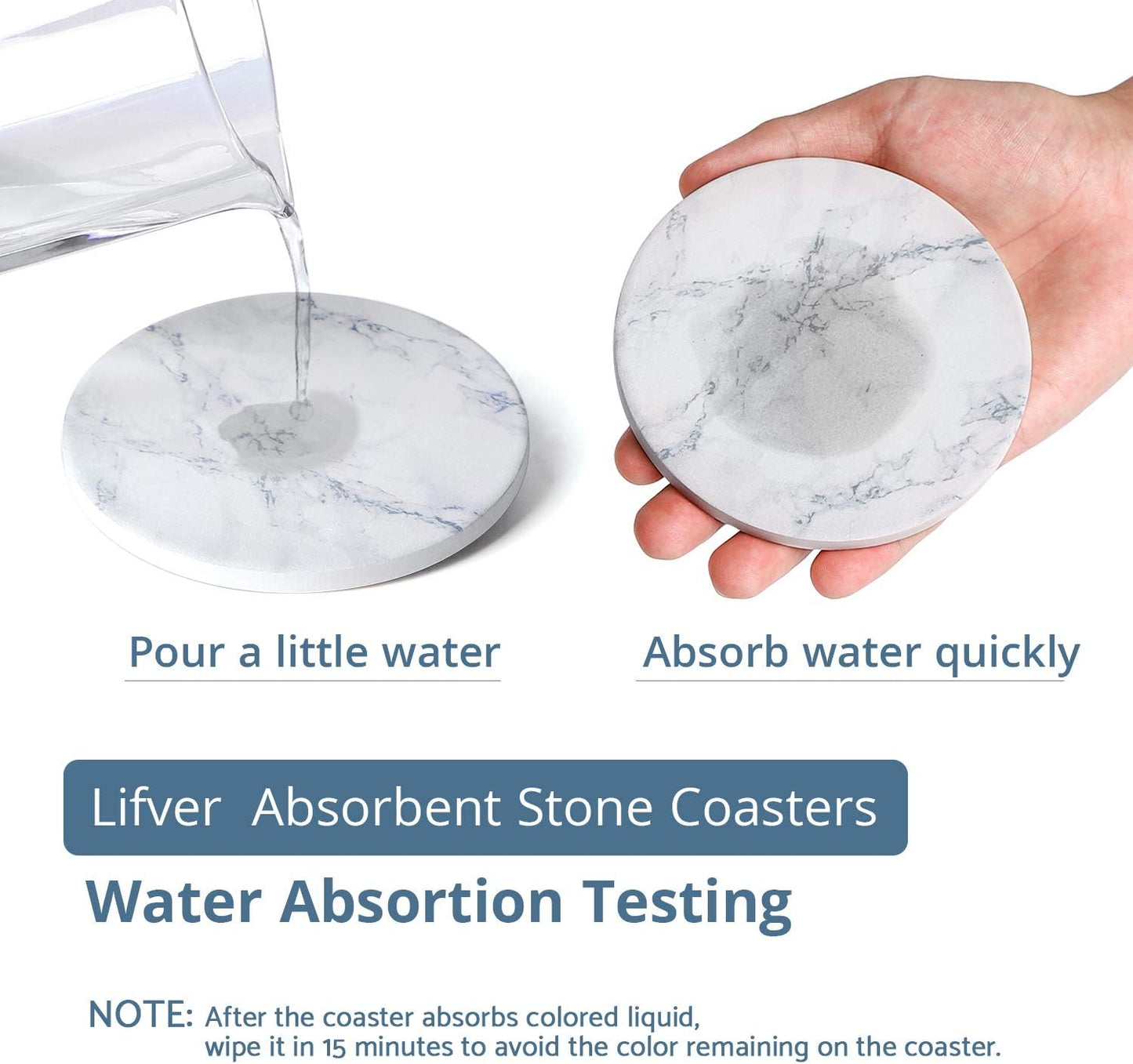 LIFVER Coasters Set of 8 for Drinks, White Marble-Style Anti-Slip Absorbent Drink Coasters with Holder, Modern Marble Stone Coaster for Home Patio Decor Coffee Bar Accessories Ideal Housewarming Gifts