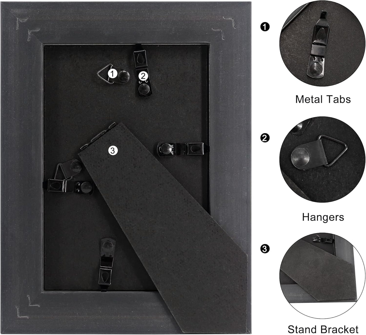 GraduationMall 4x6 Picture Frames, Real Glass, Display Photos for Wall or Tabletop, Black with Silver Beads, 2-Pack