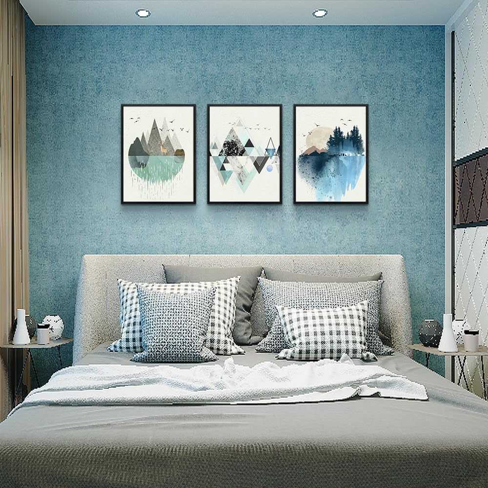 Black Framed Abstract Wall Art - Set Of 3 Piece Framed Art Prints - 16"X24" - Modern Home Decor For Living Room, Bedroom, Office Wall Decor