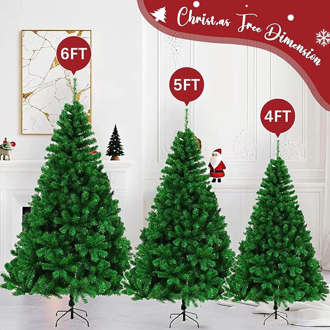 ULICO 5ft Artificial Christmas Tree,Premium Spruce Xmas Tree with 600 Branch Tips, Fake Christmas Tree with Foldable Metal Base Stand,Home, Office,Party Decoration-Green