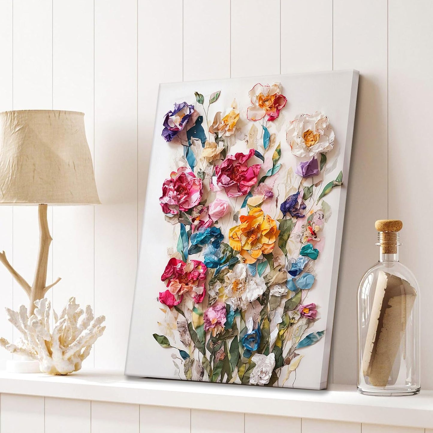 Framed Colorful Floral Canvas Wall Art Flowers Rose Wildflowers painting Wall Decor Artwork Modern Botanical Picture paints Poster Prints Ready to Hang (Floral, 16x24 Inch Framed)