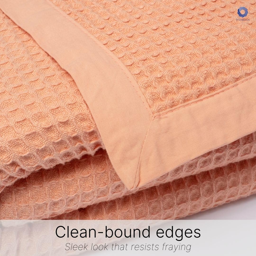 GOTS Certified Organic Cotton Waffle Weave Blanket, King Bed Blanket,108"X90" Cozy Throw Blanket for Couch, Modern Home Decor, Throw Blankets,Comfy Waffle Blanket, Soft Bed Blankets -Sun Bay