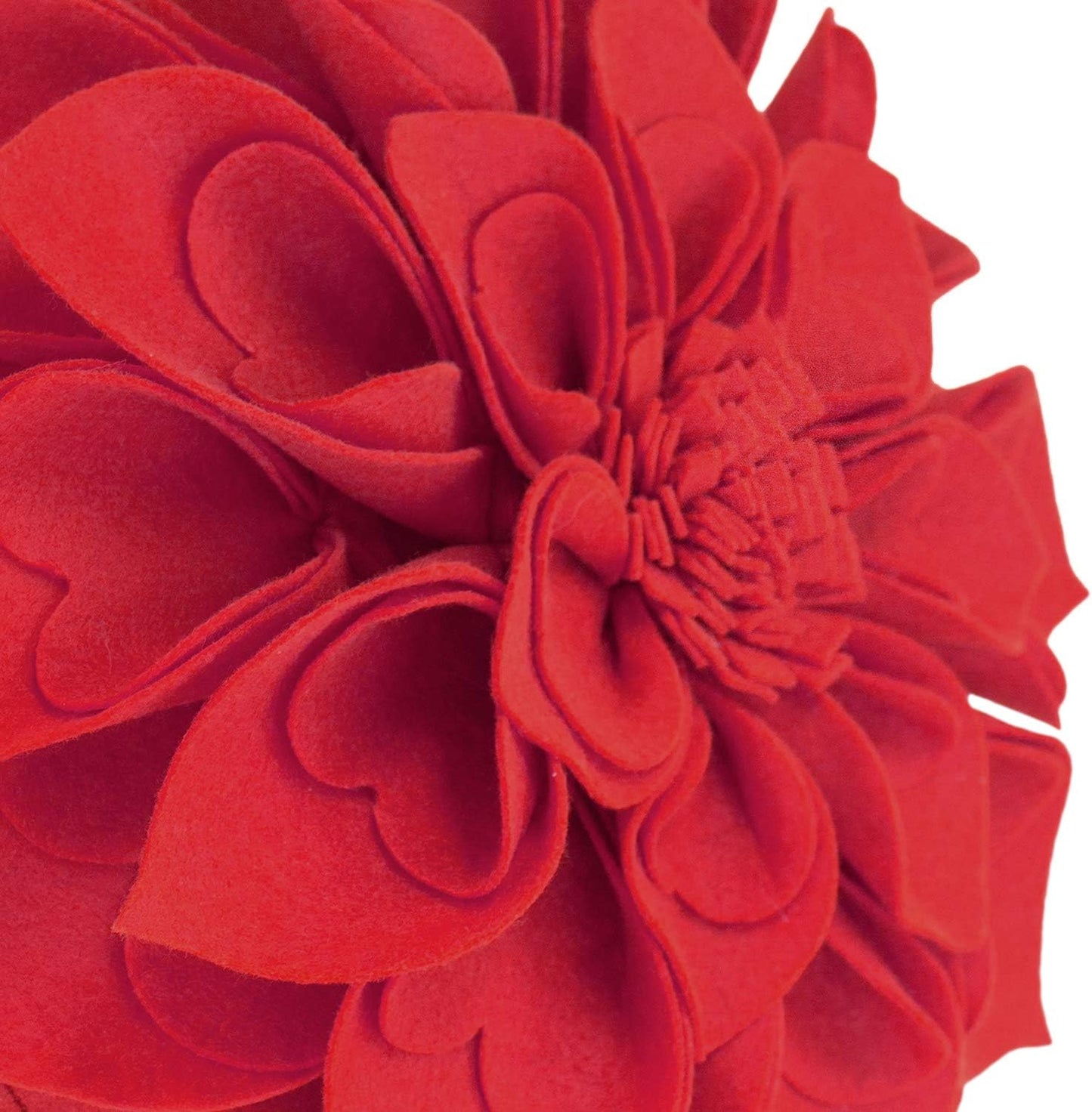 Fennco Styles Handmade 3D Heart-Shaped Petals Flower Decorative Throw Pillow Cover Only - 13" Round Red Floral Pillow Case for Couch, Home Décor and Holiday, Housewarming Gift