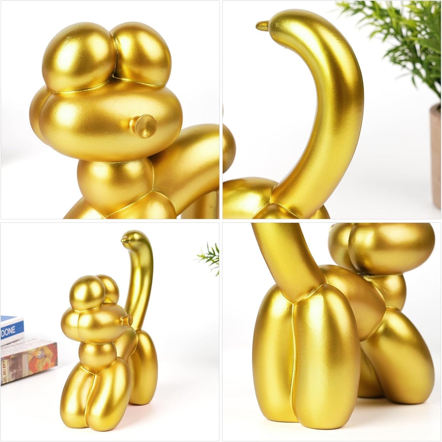Cute Balloon Cat Statue Decor - 7.8 Inch Modern Cat Statue Ornament, Home Crafts Living Room Desktop Bedroom Sculpture Decoration (Gold, Small)