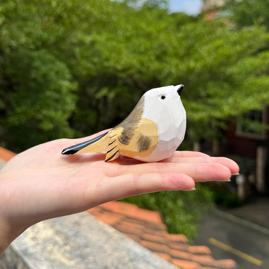 LWINGFLYER Hand-Carved Wooden Bird Figurines for Christmas Decoration, Artificial Bird Statue,Gift for Bird Lovers, Carved Small Animal Ornament Christmas Home Decor
