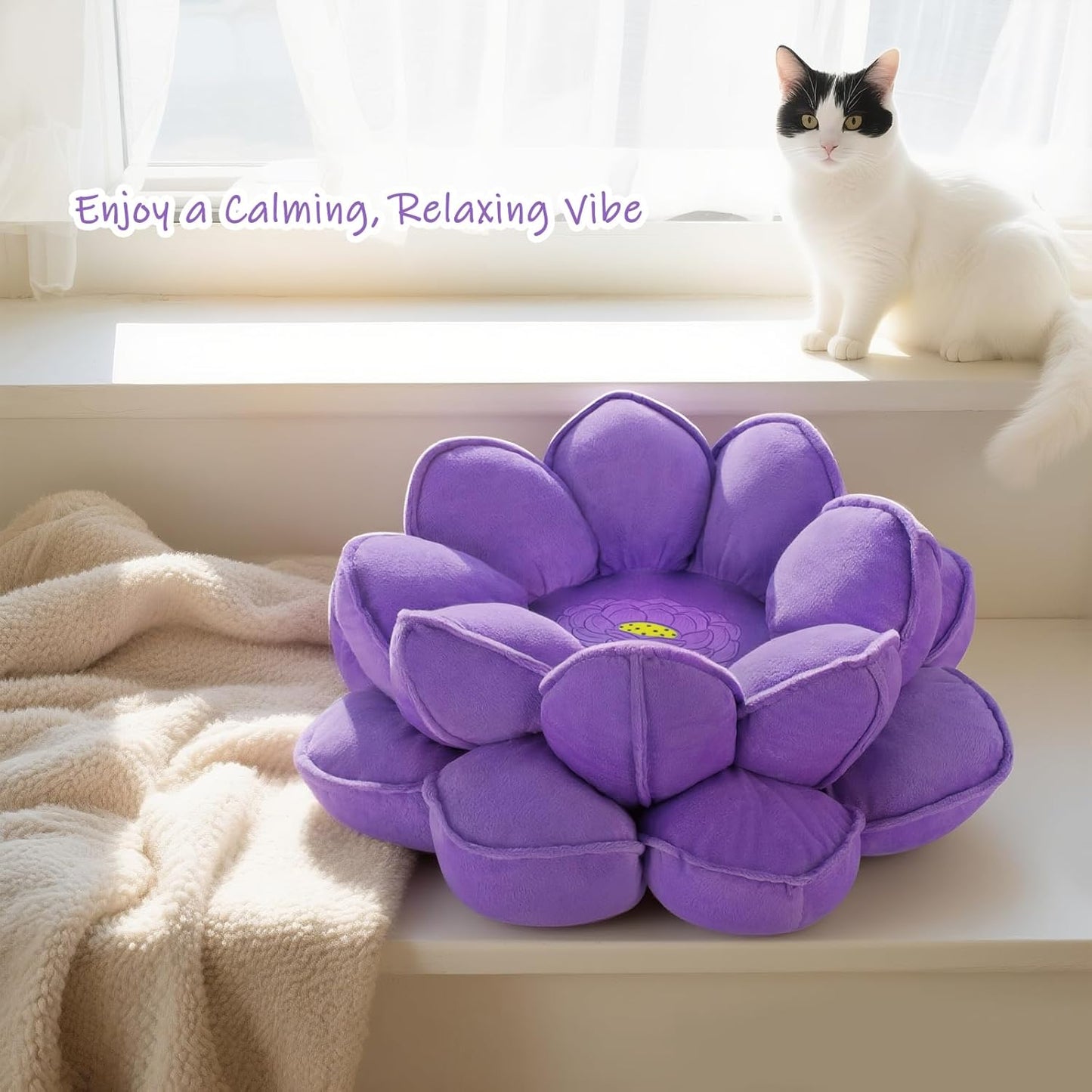 Lotus Flower Floor Pillows, Large Cushion Inspired by Lotus Flower Design, Decorative Seating for Living Room, Bedroom, and Lounge, Soft Washable Floor Cushion for Relaxation, and Family Activities