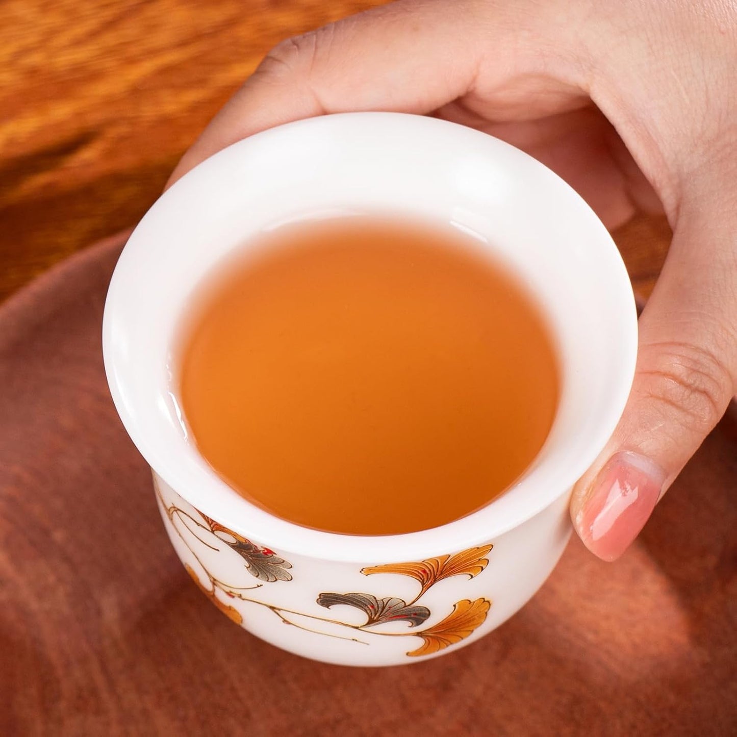 KAMMAK Ceramic Tea Cups Small, Cute Vintage Coffee Cup Set of 2, Porcelain Teacups Espresso Mug, 3.9oz Hand Painted Chinese Afternoon Tea Party Mugs, Birthday Gift for Women Men, Reversible