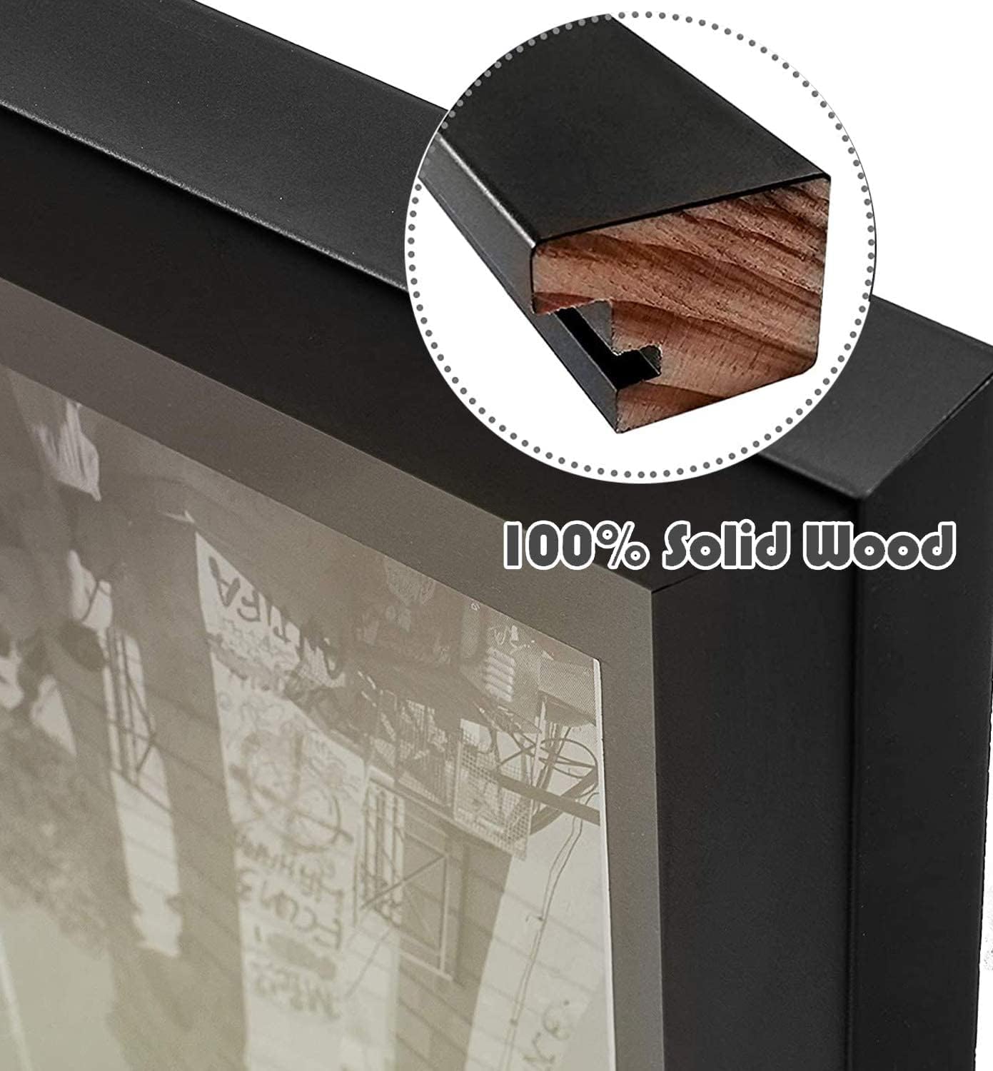 Golden State Art, Set of 2, 7x14 Wood Frame for Three 4x6 Picture - Black with 3-Opening Black Mat Color - Portrait or Landscape Wall Mounting Sturdy And Easy To Install Real Glass Front (Black, Wood)