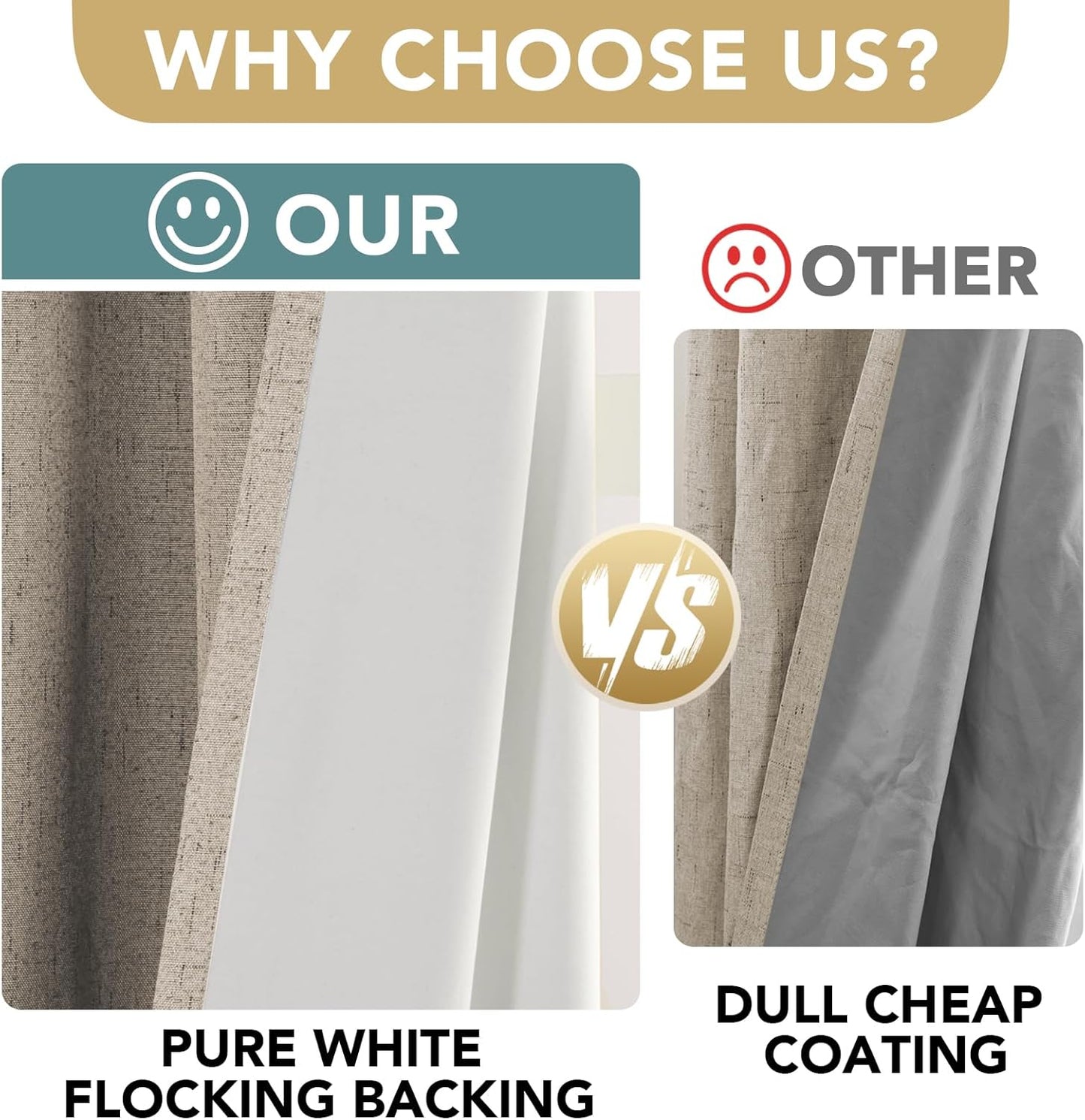 H.VERSAILTEX 100% Blackout Curtains for Bedroom Thermal Insulated Linen Textured Curtains Heat and Full Light Blocking Drapes Living Room Curtains 2 Panel Sets, 42x45 Inch, Cobblestone