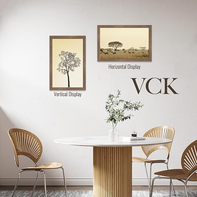 VCK 14x22 Poster Frame 3 Pack - Brown Walnut, Natural Textured Solid Wood Picture Frame, Wall Gallery Frame