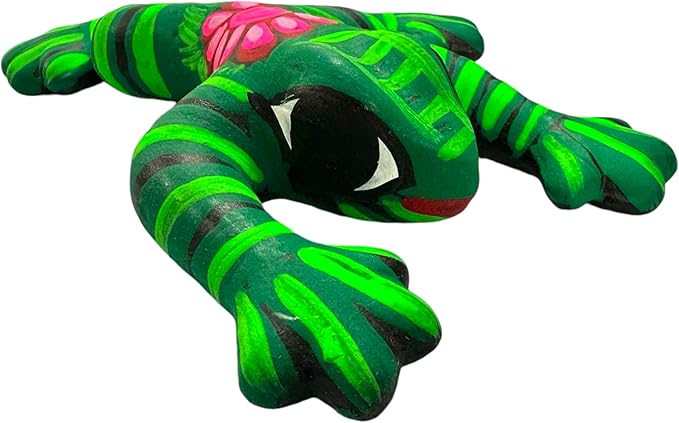 Generic Talavera Frog Guerrero Sculpture Mexican Pottery Folk Art Multicolor Home Decor Handmade Hand Painted Indoor Outdoor Garden 6"" (Multicolor 5)